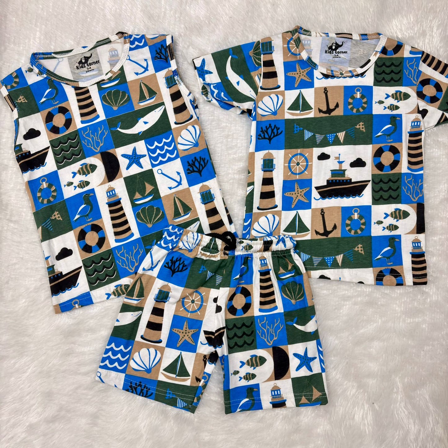 Boys and Girls Shorts Co-ord set 3 pcs set SS02