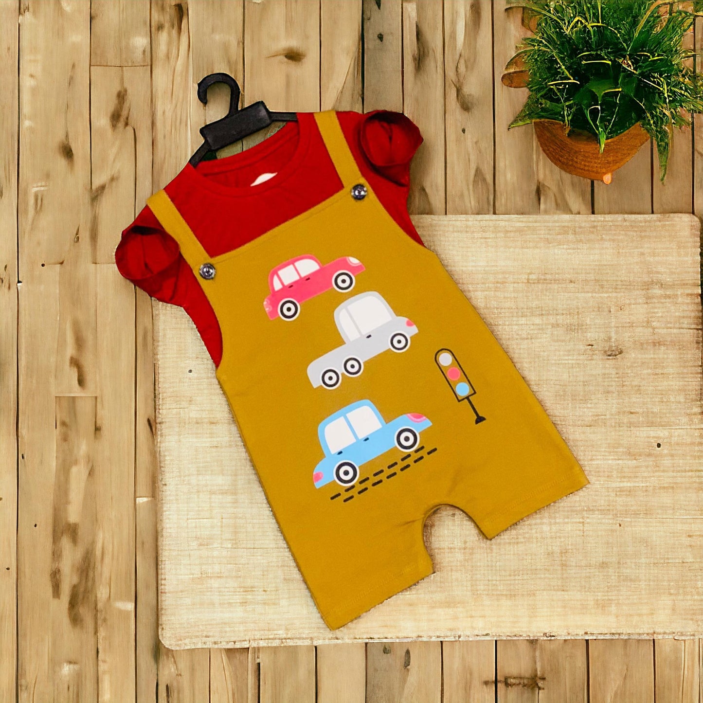 Cotton kids Dungaree With T- Shirt Set PV03