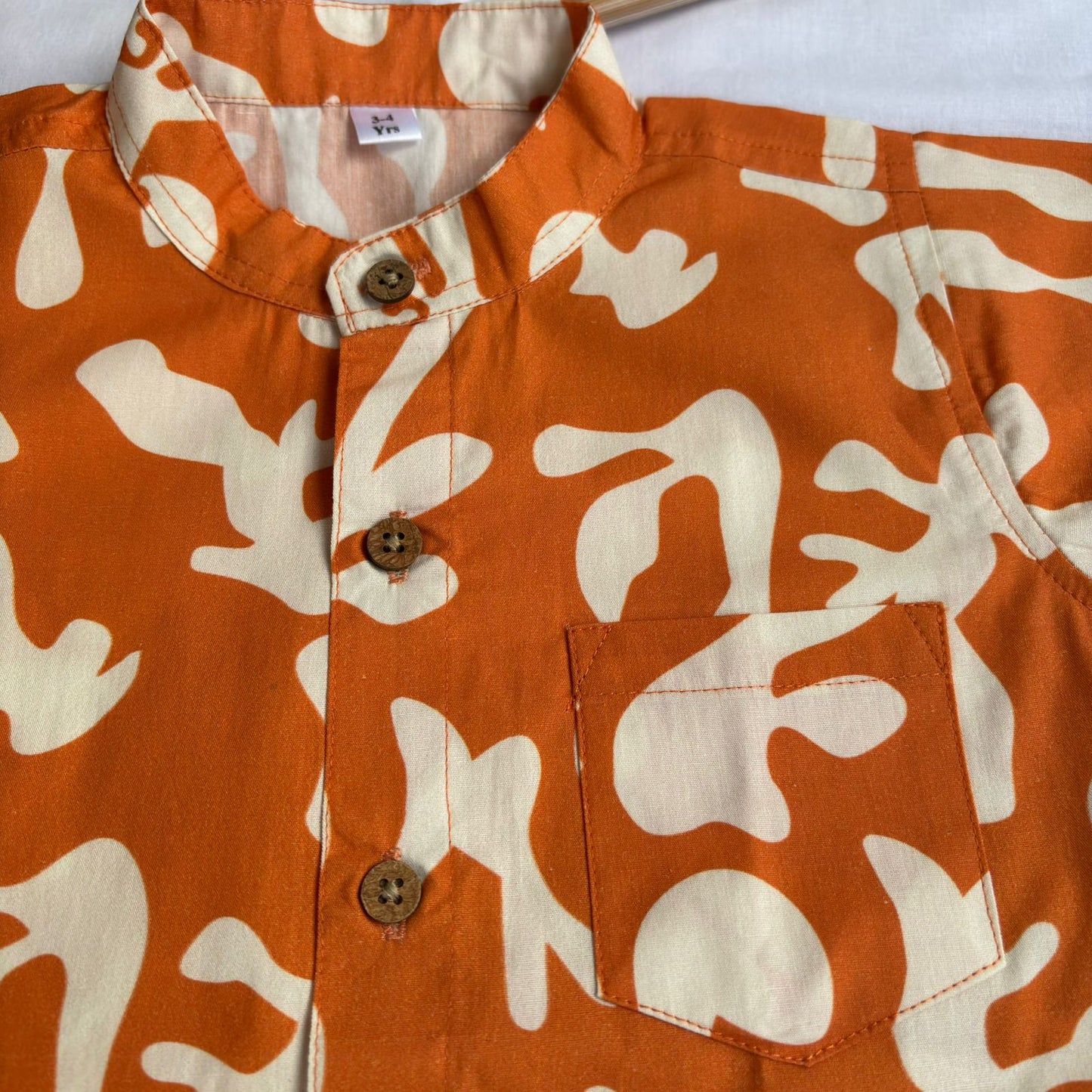 Boys Cotton Shirt And Shorts set Orange Mirage
