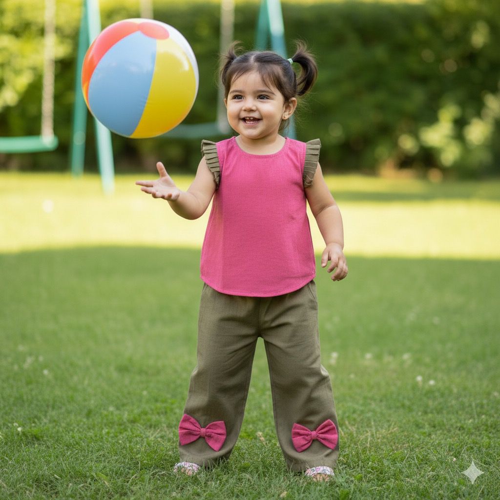 Girls Cotton Pant Co-ord Set