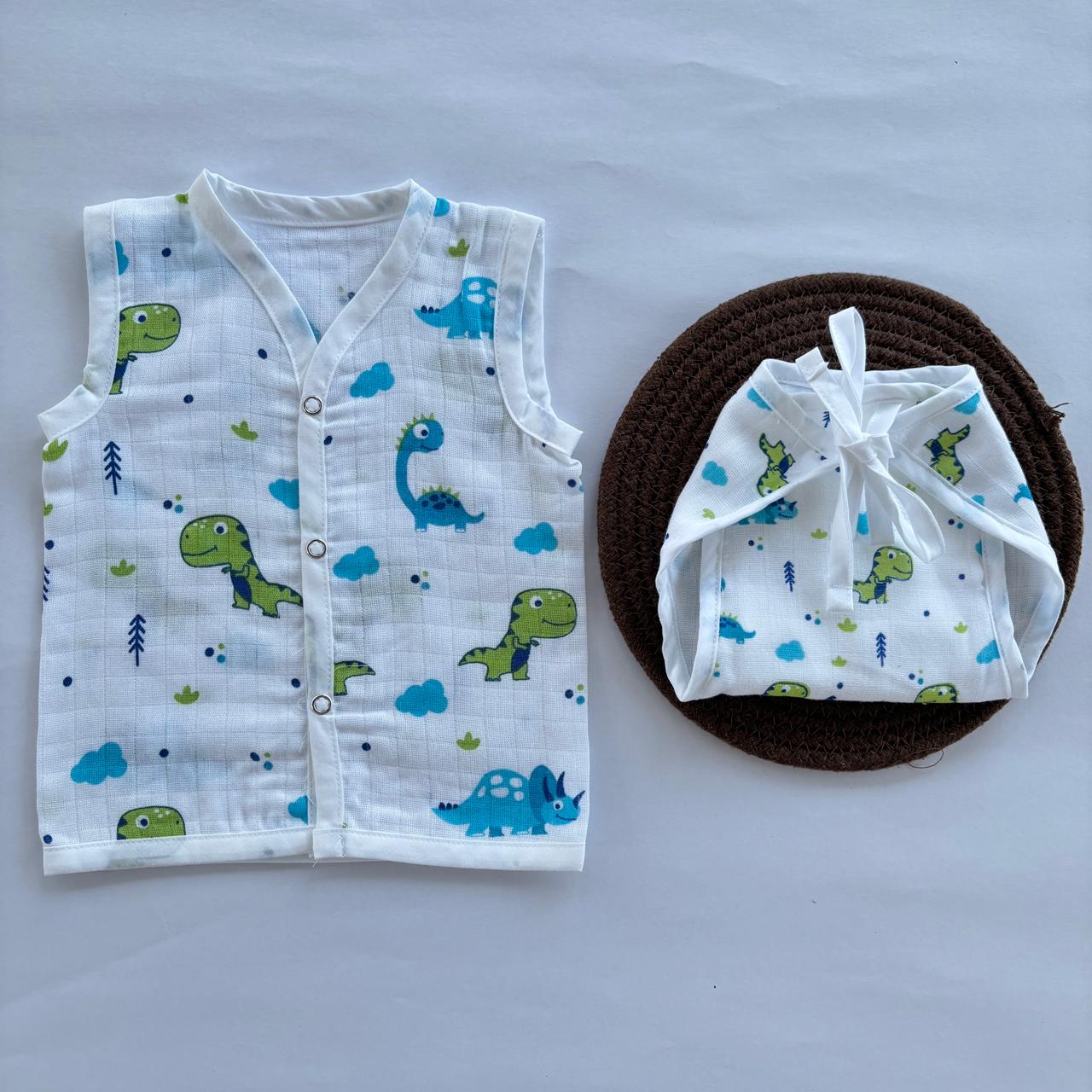 Muslin Button jablas and Nappy set 5 pcs pack