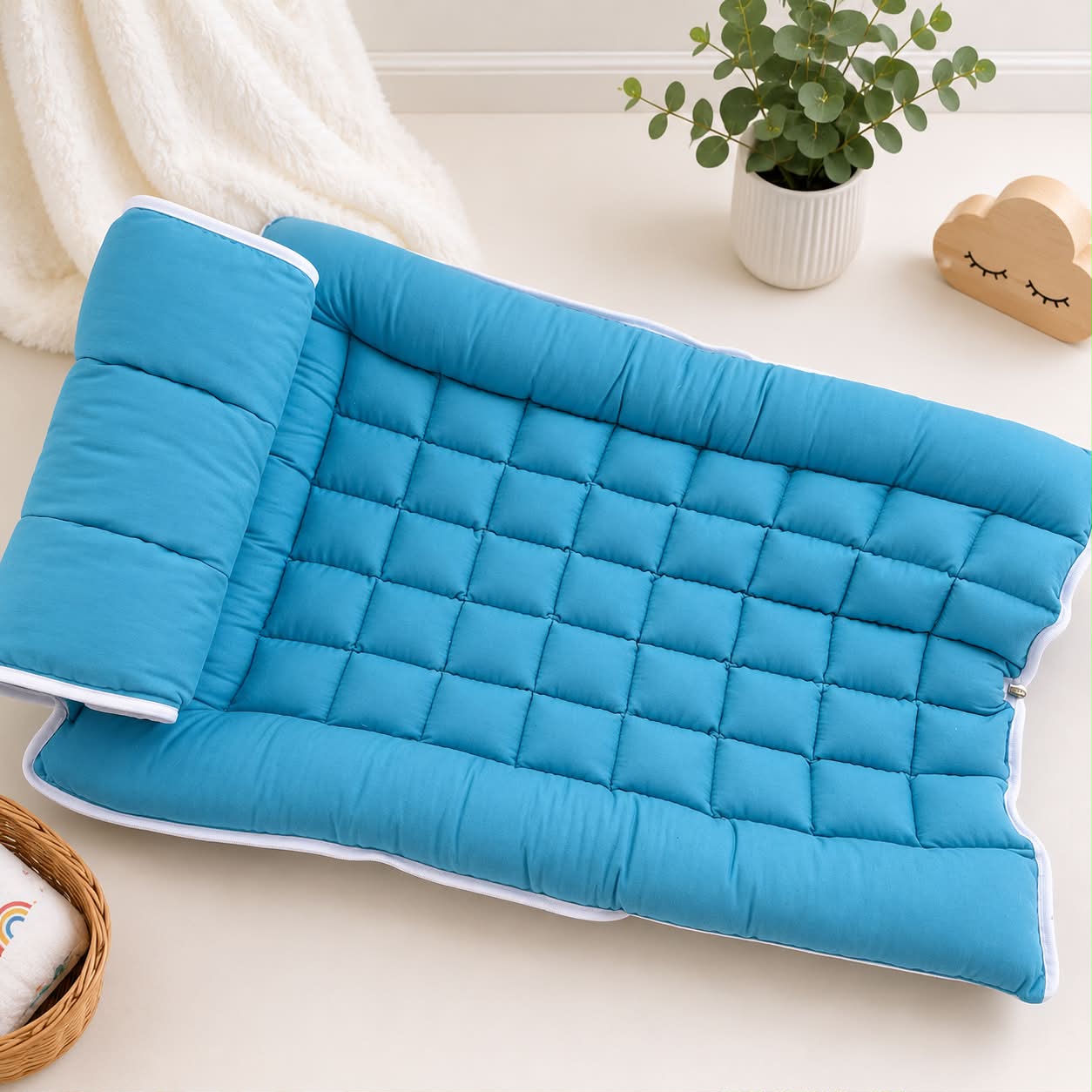 Multi Purpose Cotton Baby Bed / 100% Kapok Cotton Filling / Muslin Cover MN01