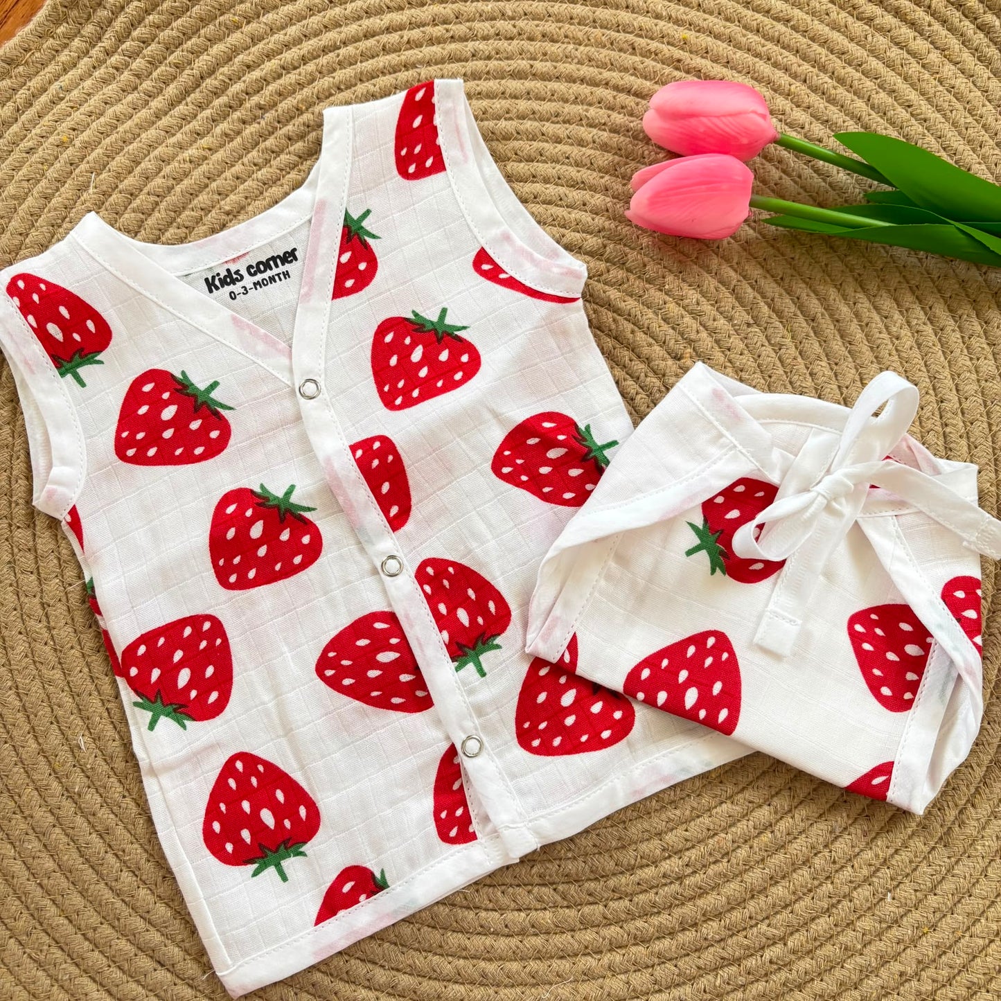 Premium Muslin Button jabla and Nappy set MN01