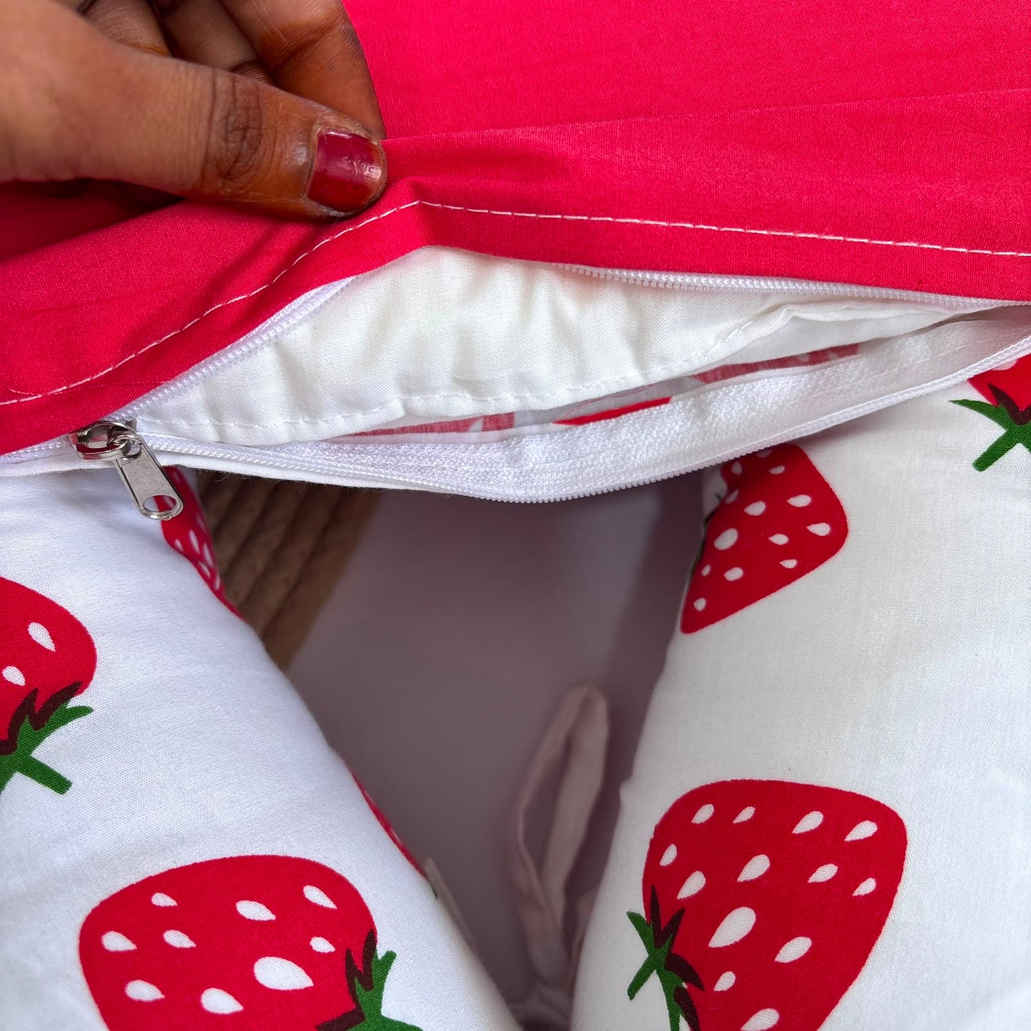 Premium Baby Nest With Removable Covers MN01 ( Strawberry Print )