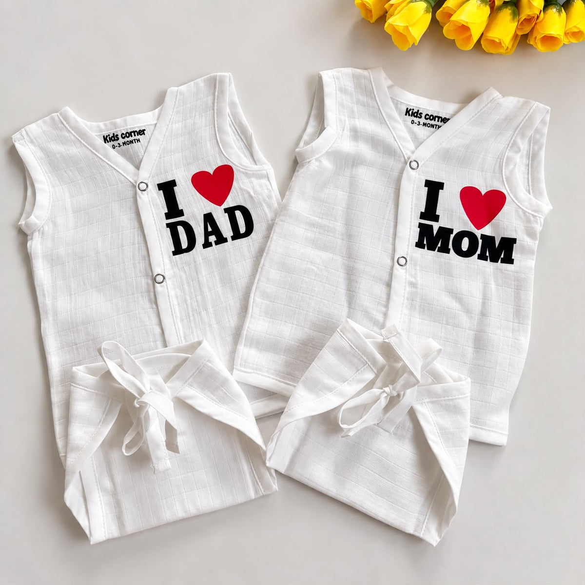 Premium Muslin Button jabla and Nappy set MN01 ( Pack of 2 )