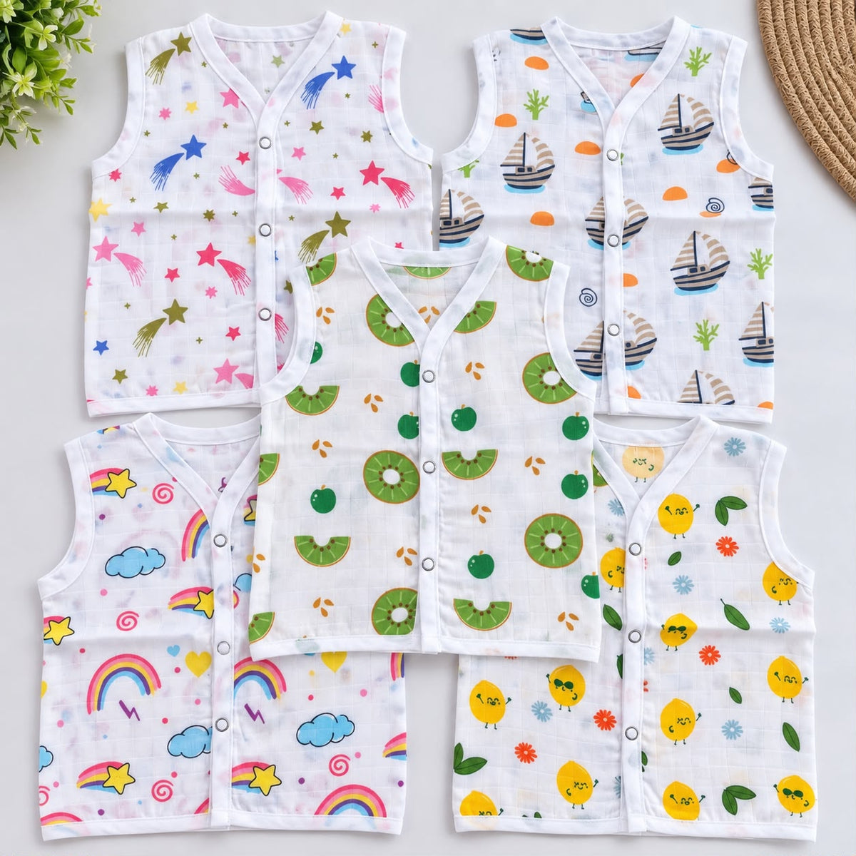 Premium Muslin Button jablas 5 pcs pack