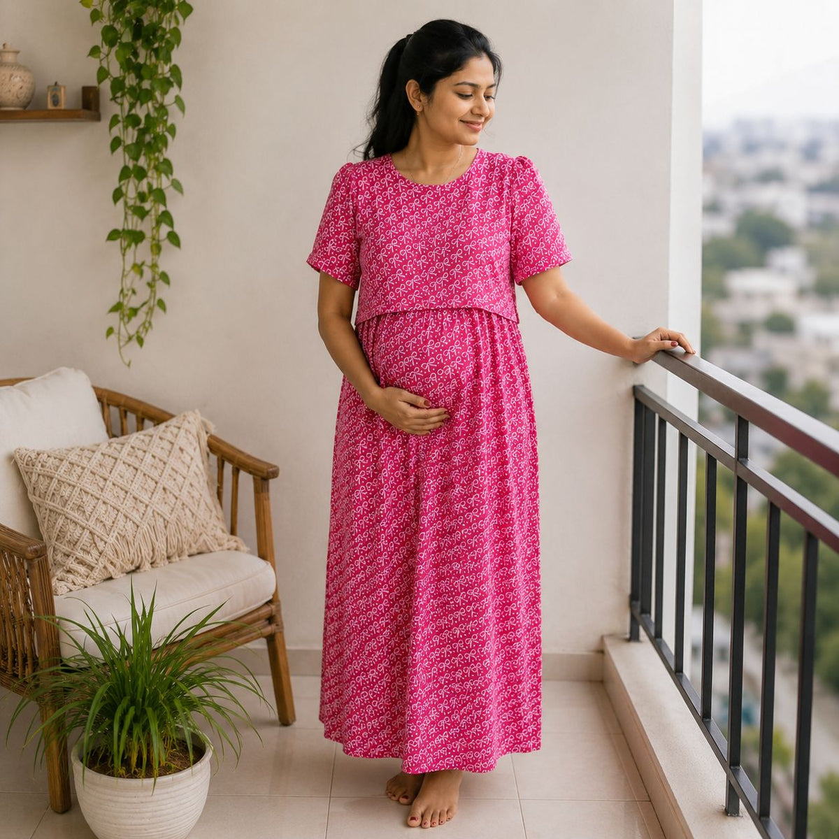 Maternity Full-Length Lounge Dress / Feeding Maxi MN01