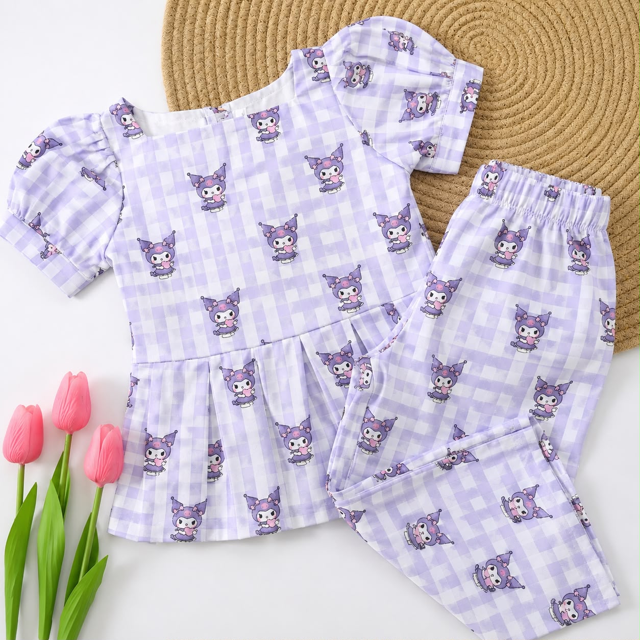 Girls Cotton Peplum Pant Set