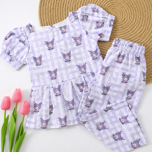 Girls Cotton Peplum Pant Set