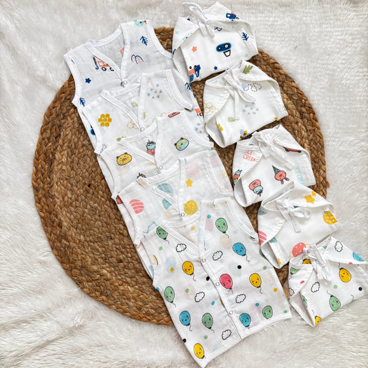 Muslin Button jablas And Nappy Set MN01