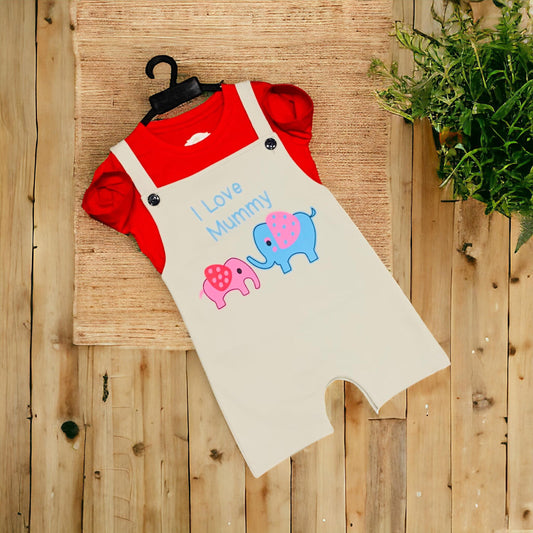 Cotton kids Dungaree With T- Shirt Set PV03