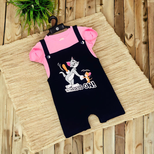 Cotton kids Dungaree With T- Shirt Set PV03