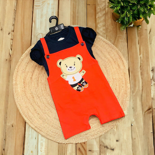 Cotton kids Dungaree With T- Shirt Set PV03