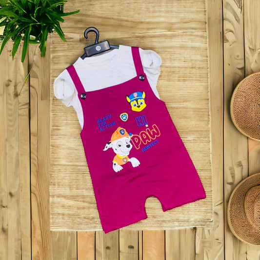Cotton kids Dungaree With T- Shirt Set PV03