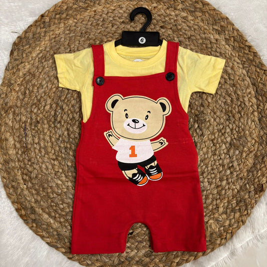 Cotton kids Dungaree With T- Shirt Set PV03