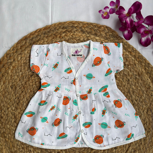 Muslin Frocks Front Open Button MN01