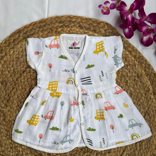 Muslin Frocks Front Open Button MN01