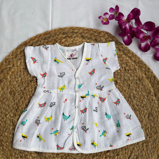 Muslin Frocks Front Open Button MN01