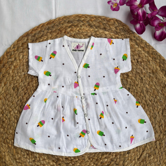 Muslin Frocks Front Open Button MN01