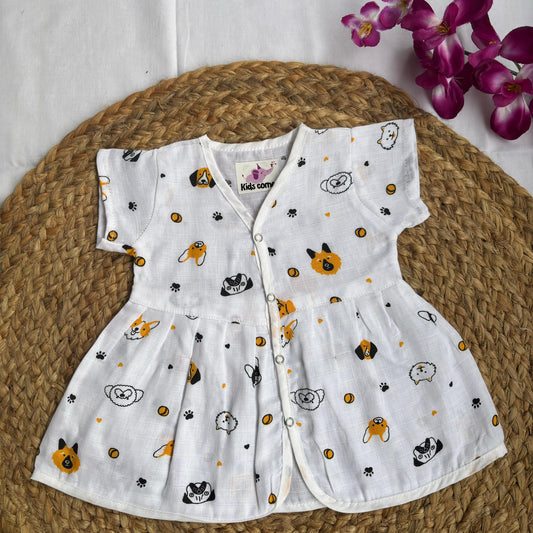 Muslin Frocks Front Open Button MN01