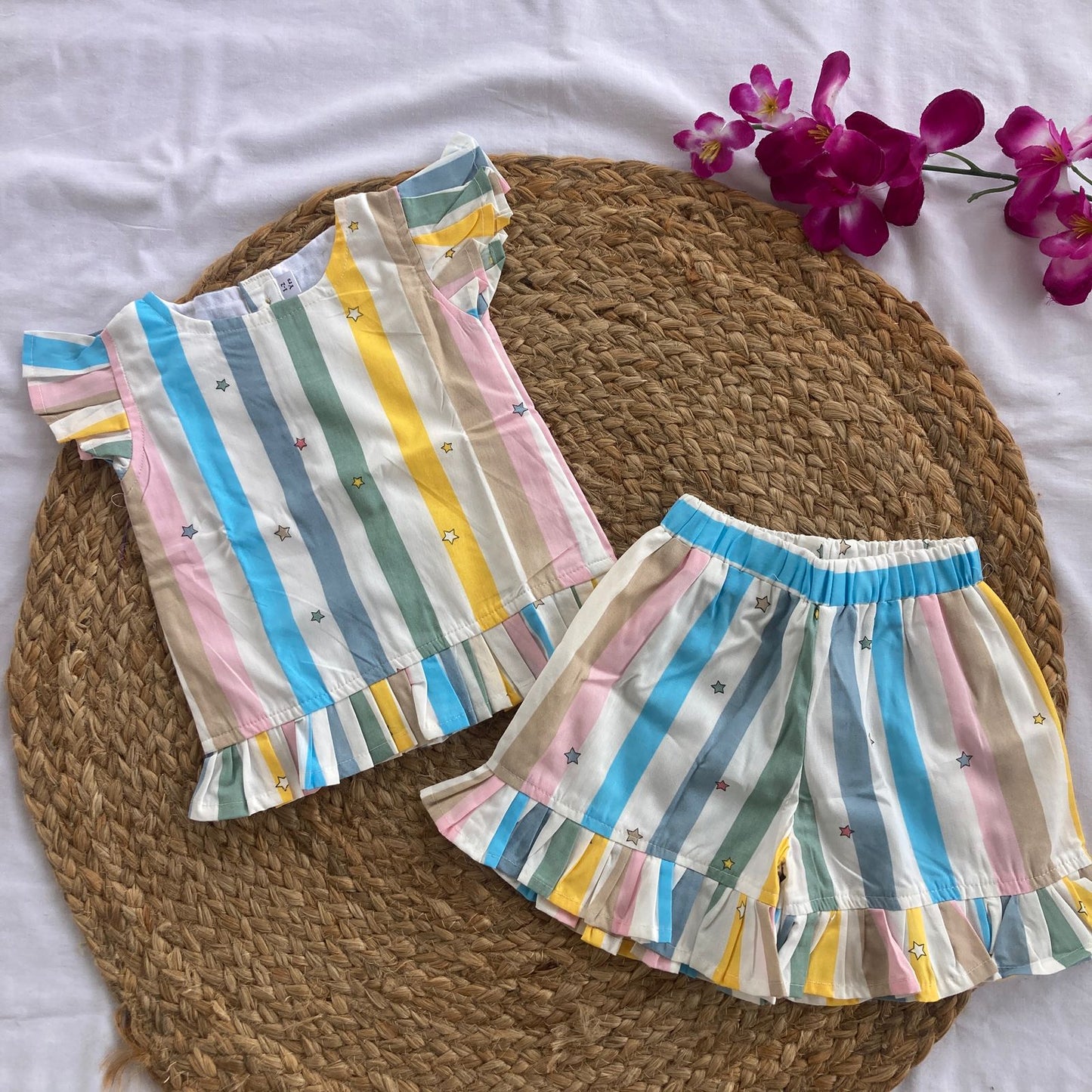 Girls Cotton Shorts Co-ord Set