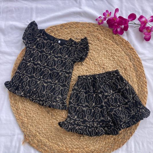 Girls Cotton Shorts Co-ord Set