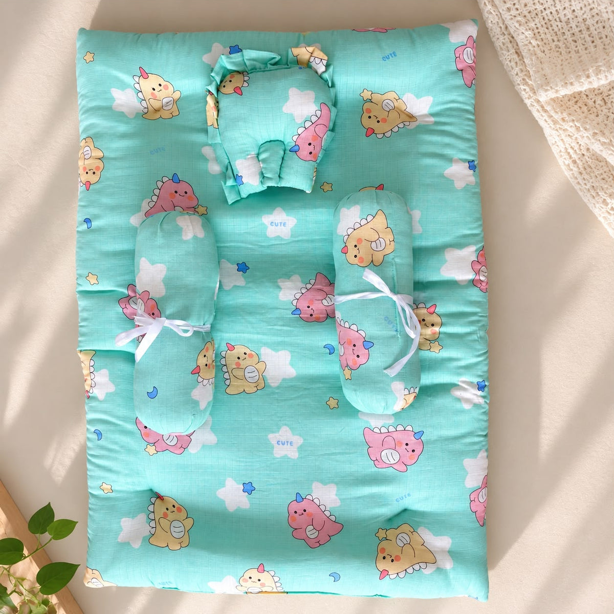 Muslin Bedding Set With Bolster & Head Pillow  MN01