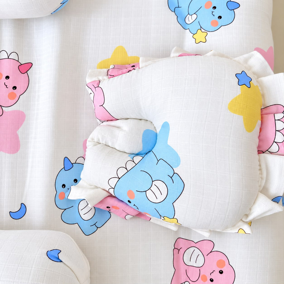 Muslin Bedding Set With Bolster & Head Pillow  MN01