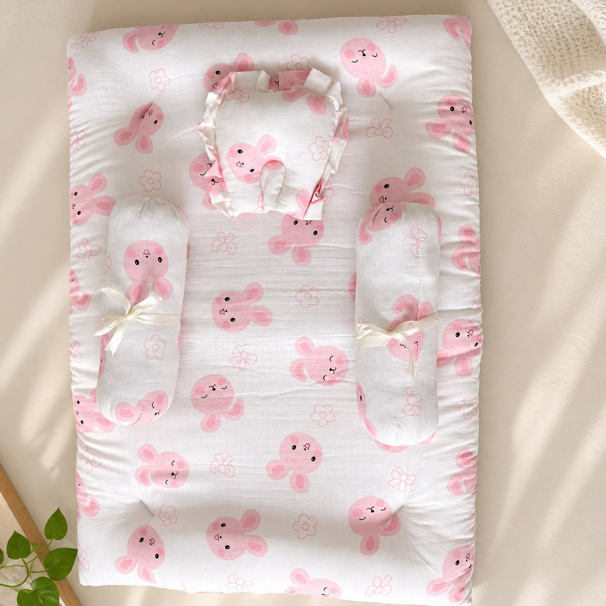Muslin Bedding Set With Bolster & Head Pillow  MN01