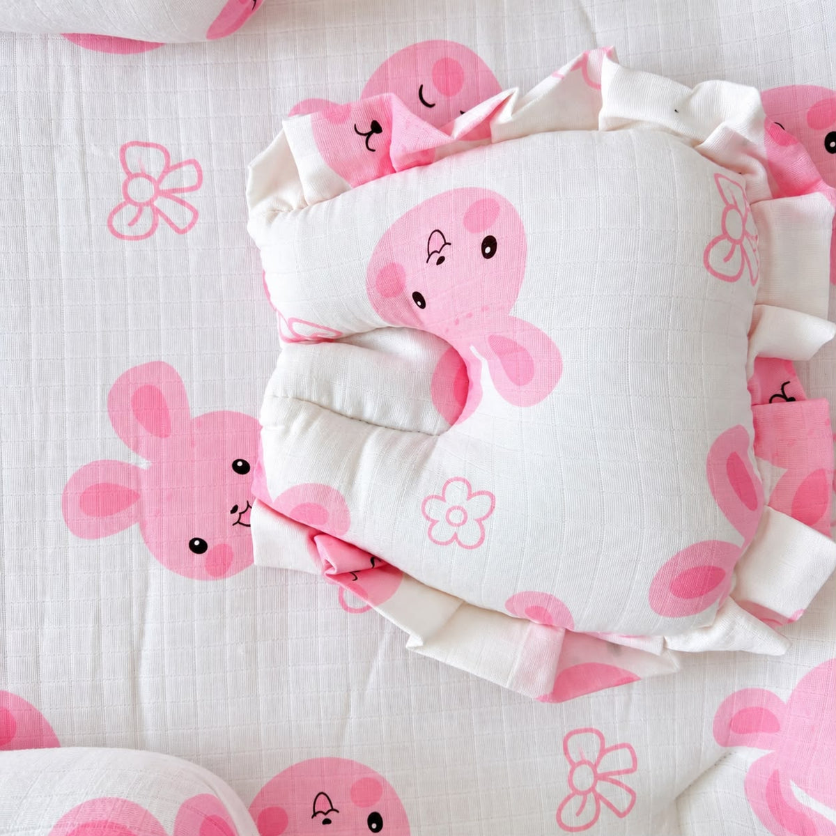 Muslin Bedding Set With Bolster & Head Pillow  MN01