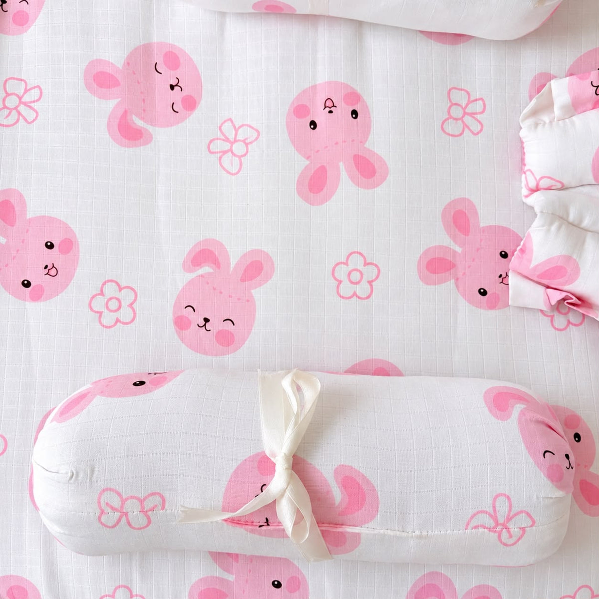Muslin Bedding Set With Bolster & Head Pillow  MN01