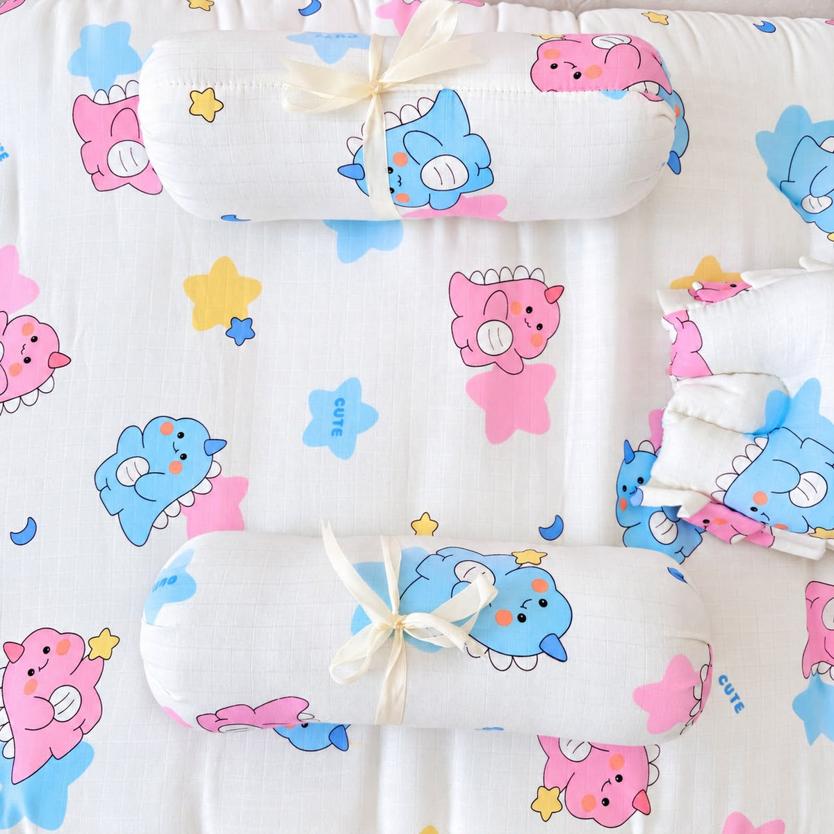 Muslin Bedding Set With Bolster & Head Pillow  MN01