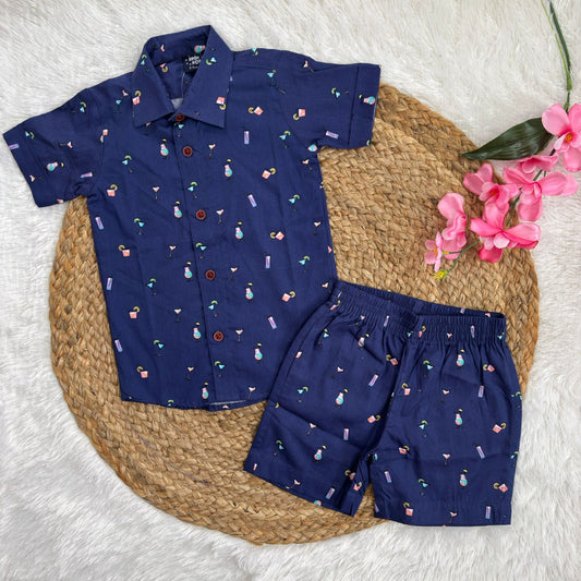 Boys  Cotton Shirt And Shorts set
