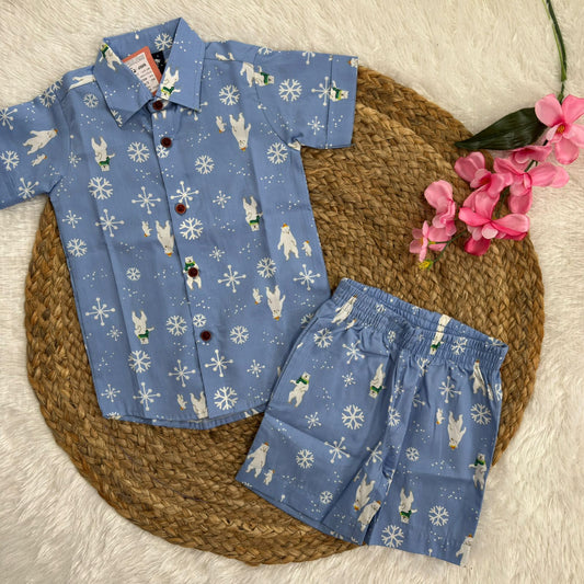 Boys  Cotton Shirt And Shorts set