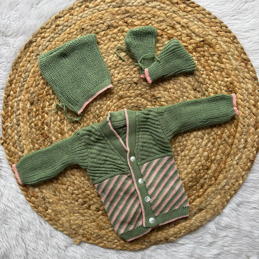 Woollen sweater Cap And Booties Set MN01