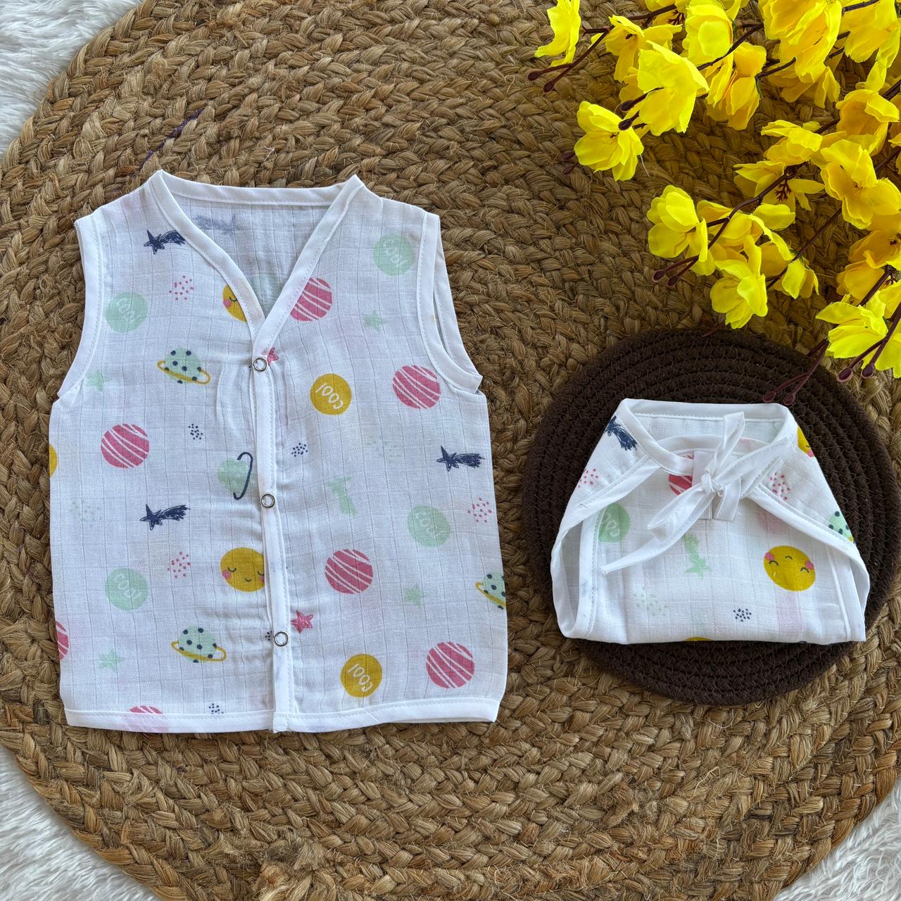 Muslin Button jablas and Nappy set 5 pcs pack