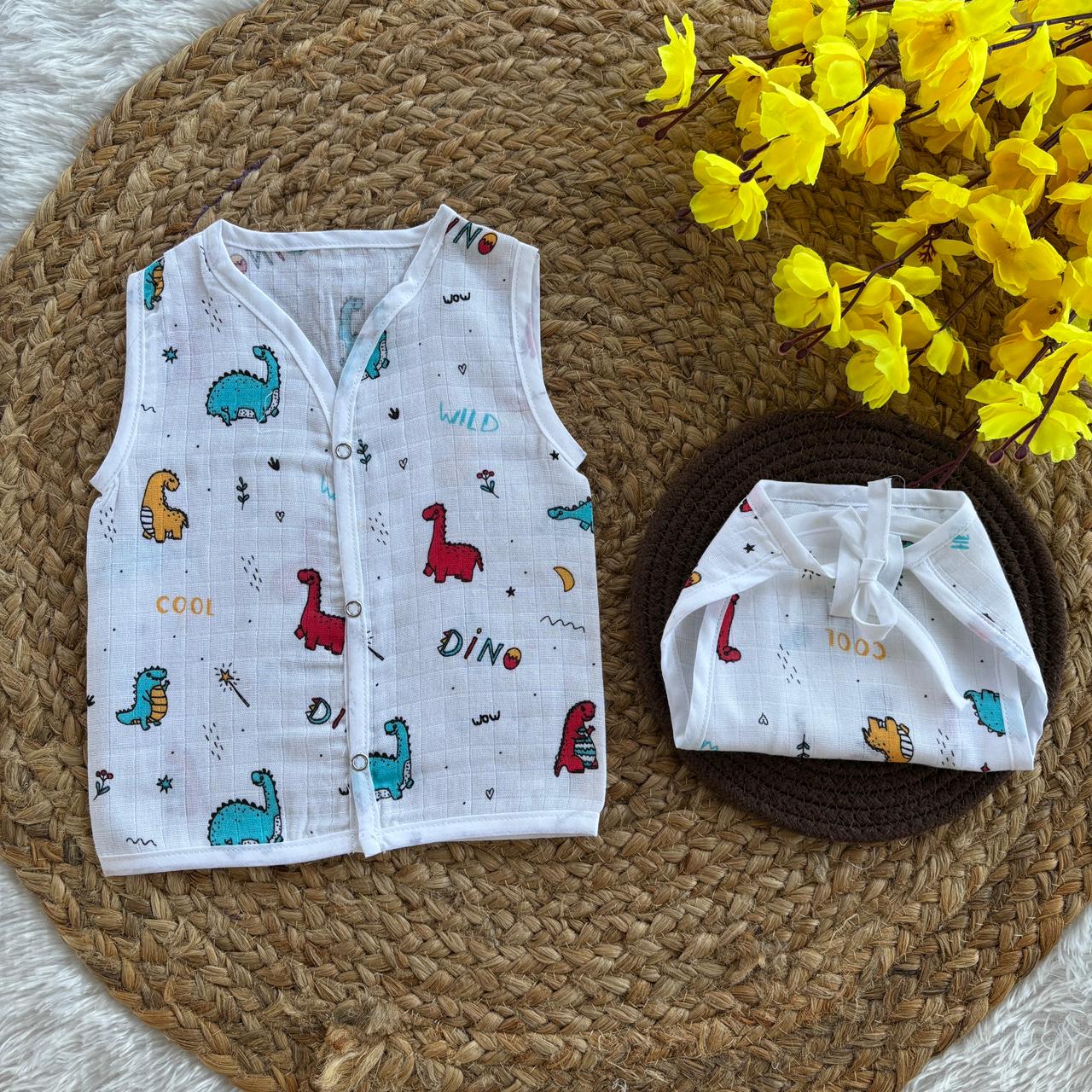 Muslin Button jablas and Nappy set 5 pcs pack