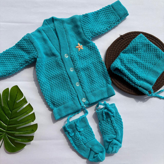 Woollen sweater Cap And Booties Set MN01
