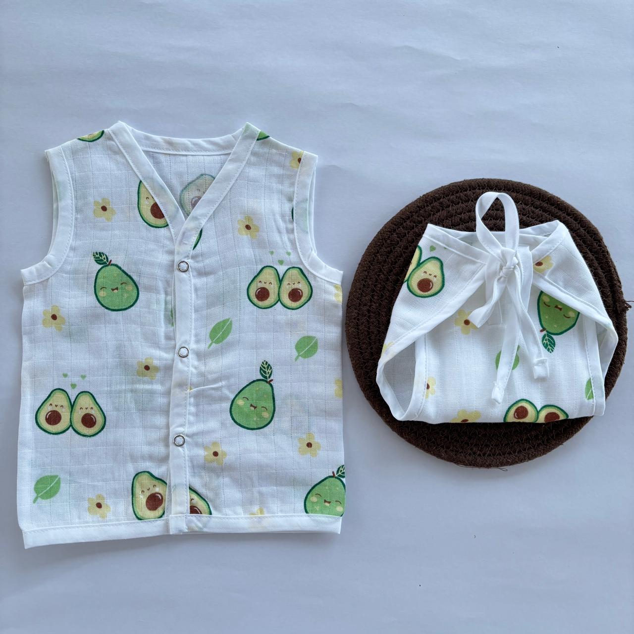Muslin Button jablas and Nappy set 5 pcs pack