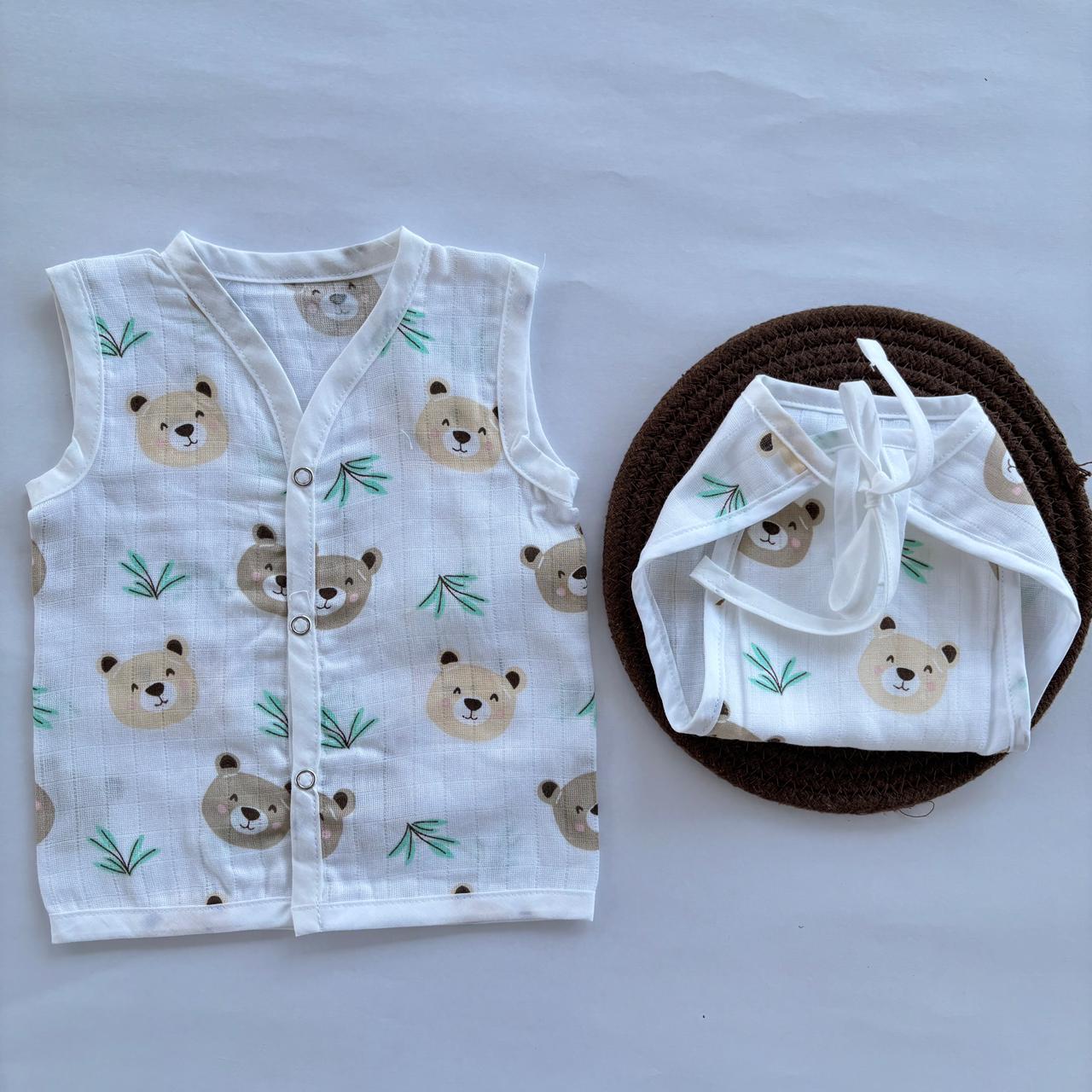 Muslin Button jablas and Nappy set 5 pcs pack