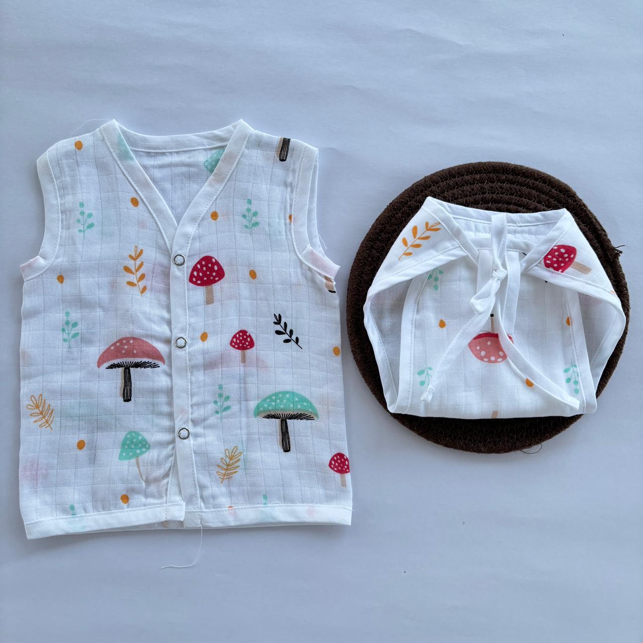 Muslin Button jablas and Nappy set 5 pcs pack