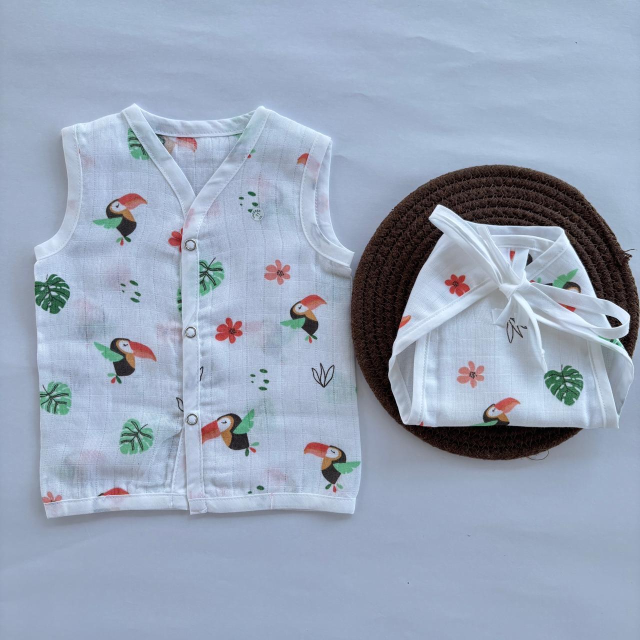 Muslin Button jablas and Nappy set 5 pcs pack