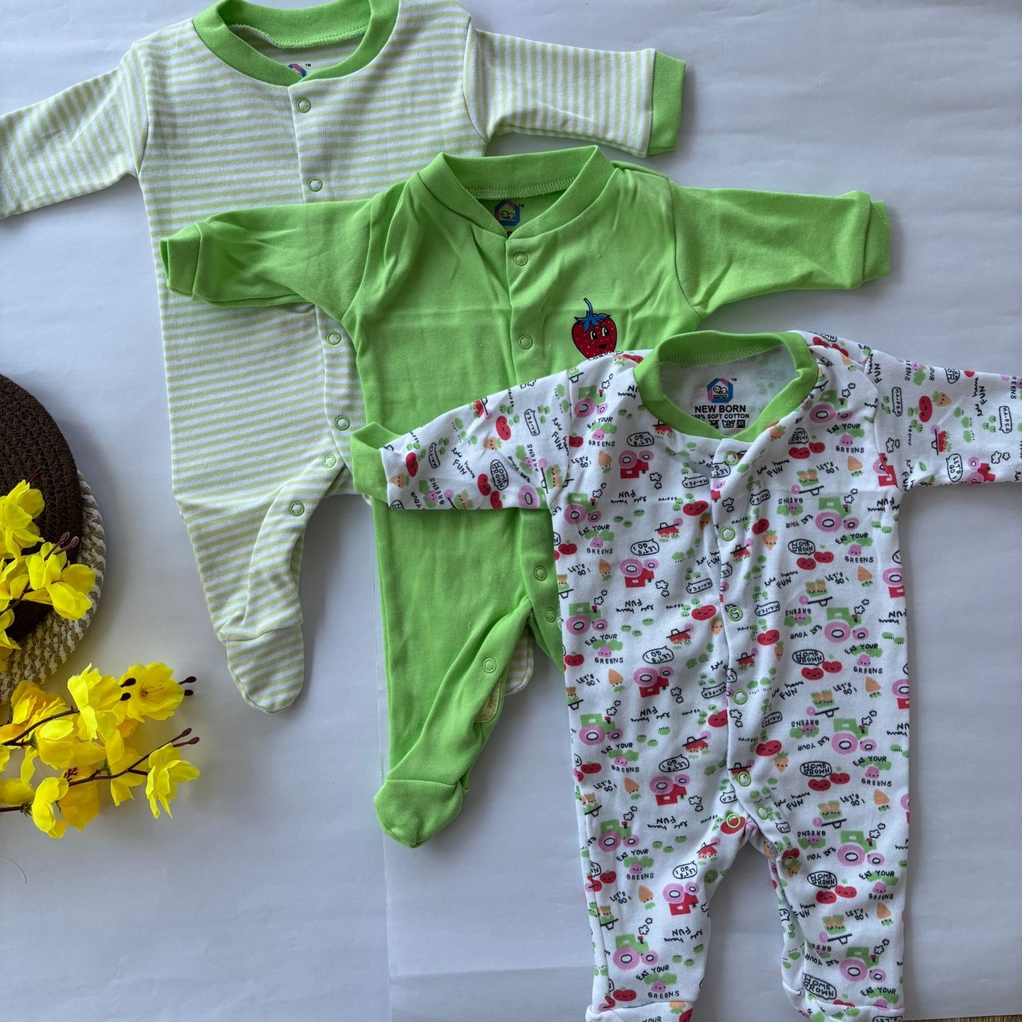 Branded baby sleepsuits Pack of 3 SL01 ( Green )