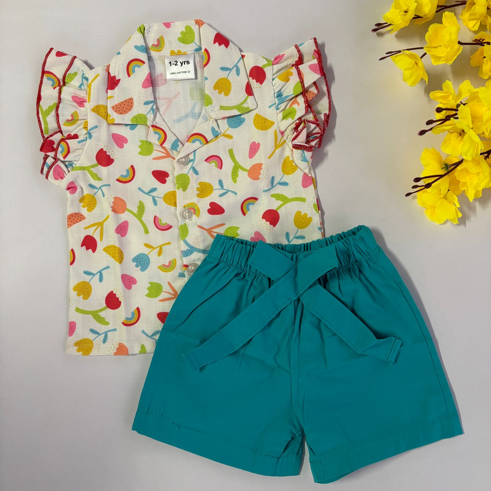Girls Cotton Shorts Set