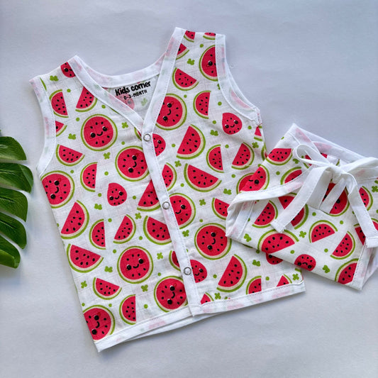 Premium Muslin Button jabla and Nappy set MN01