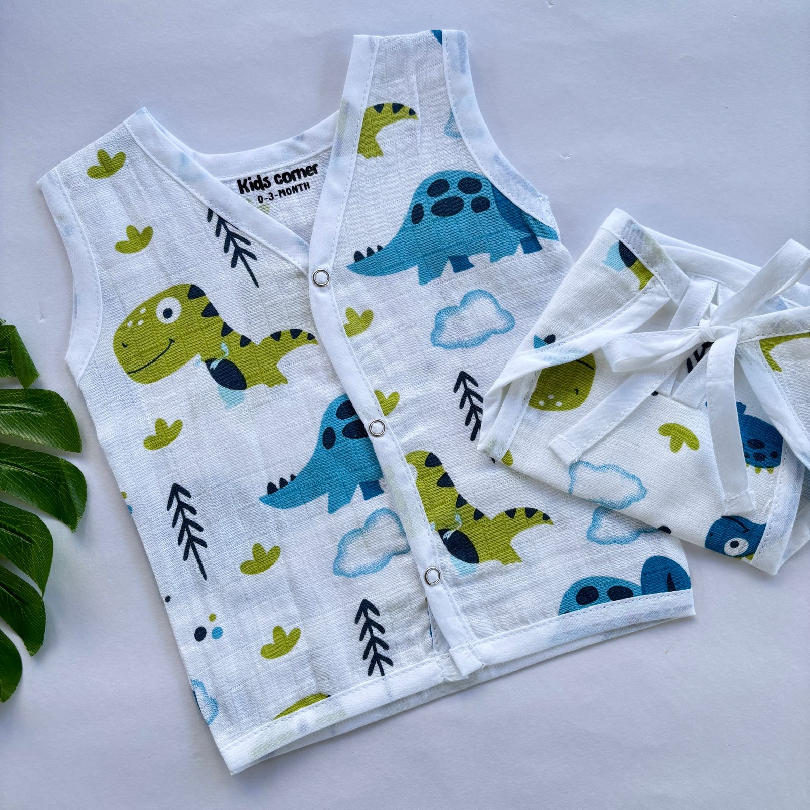 Premium Muslin Button jabla and Nappy set MN01