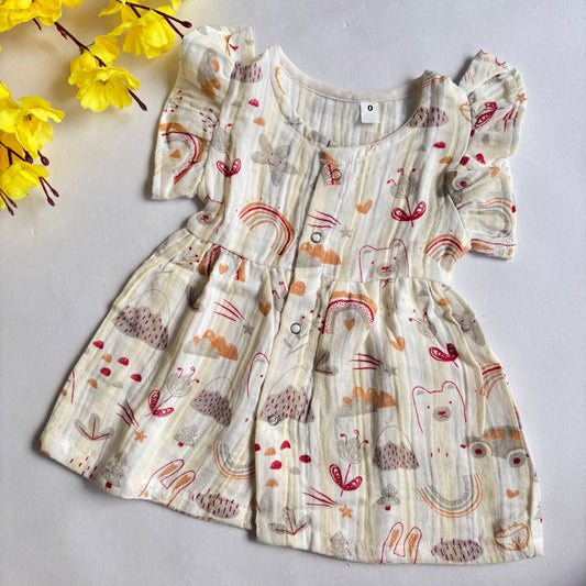 Muslin Frocks Front Open Button MN01