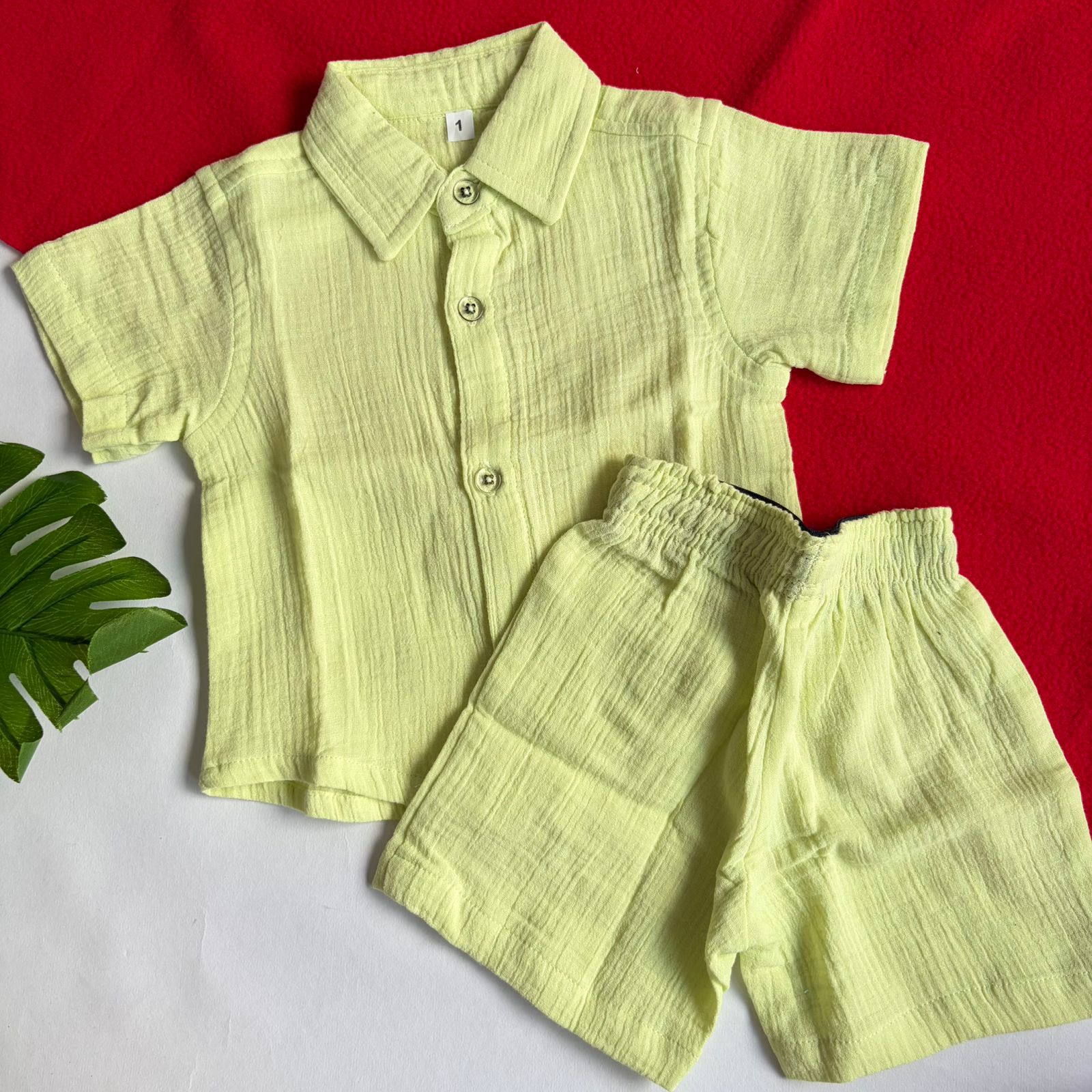 Boys Crinkled Shirt And Shorts set CS01
