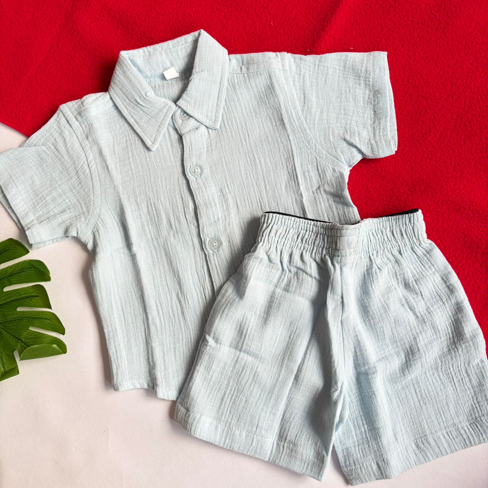 Boys Crinkled Shirt And Shorts set CS01