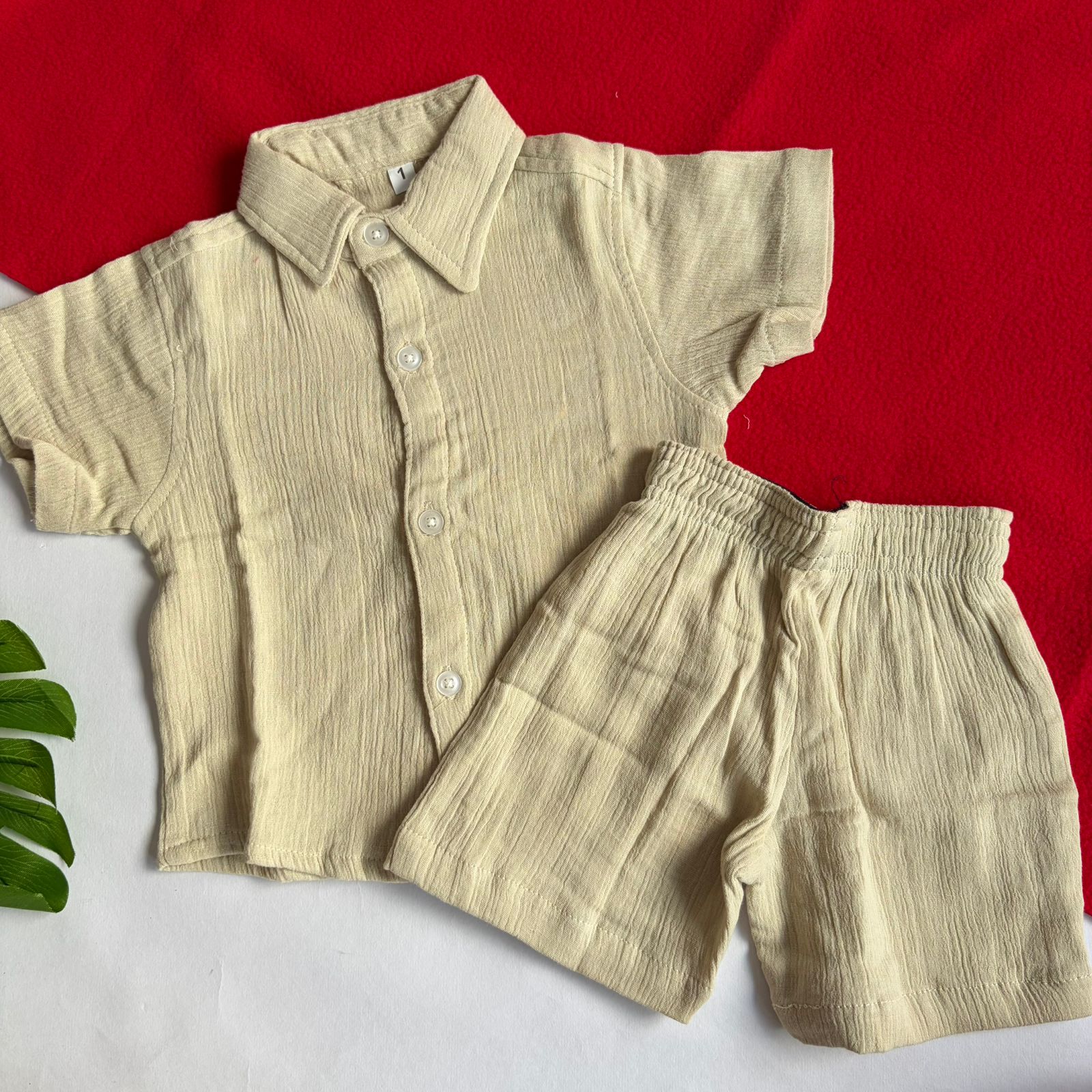 Boys Crinkled Shirt And Shorts set CS01